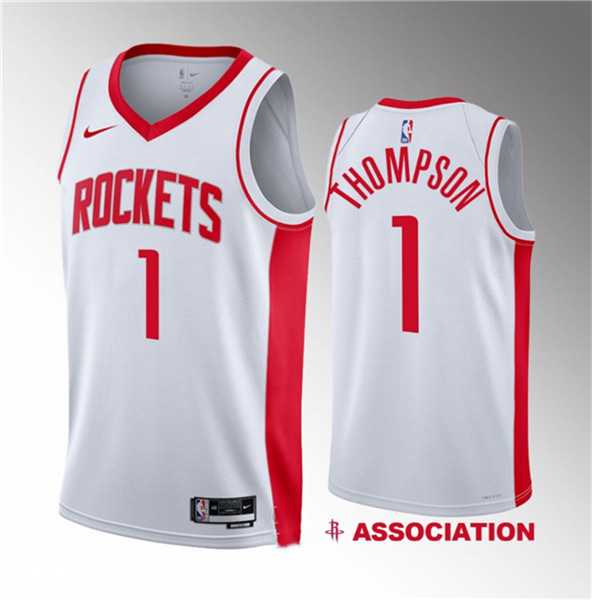 Mens Houston Rockets #1 Amen Thompson White 2023 Draft Association Edition Stitched Basketball Jersey